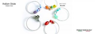 Murano Glass Bracelet, Mod. Dadà (21 cm) made with in assorted beads, extendable bracelet